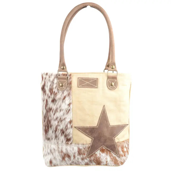 Star with Cowhide Tote Bag