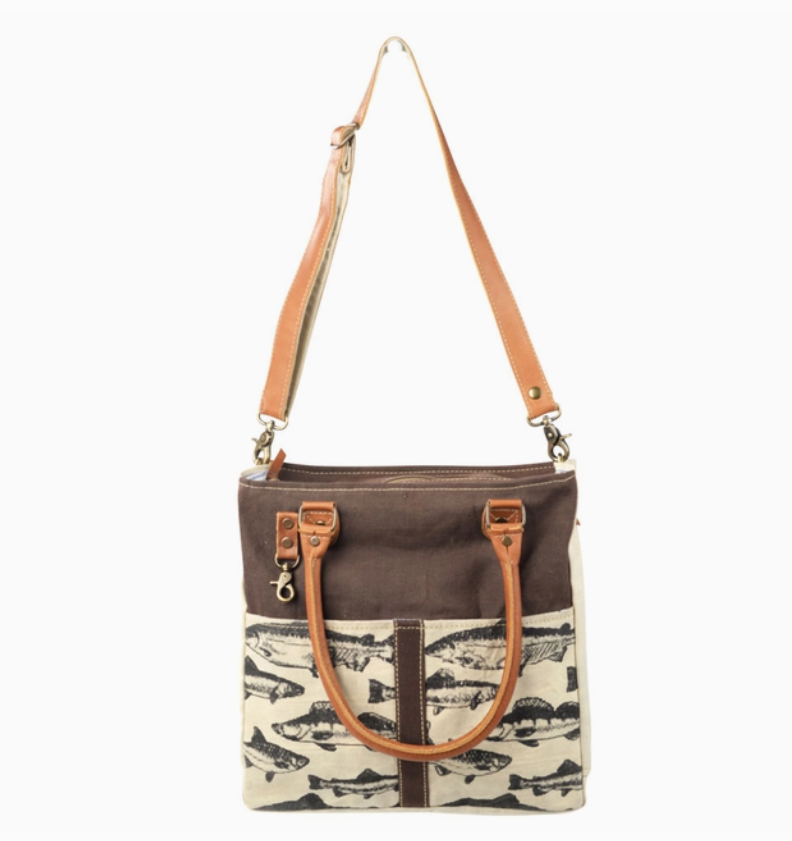Brown Back Drop with Fish Canvas Tote Bag