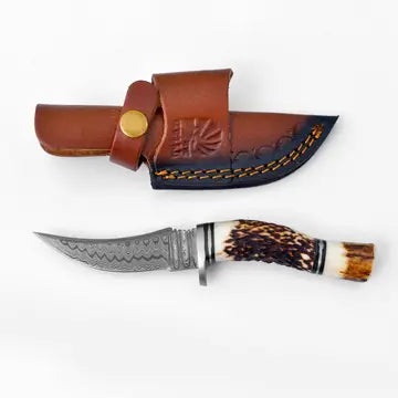 Deer Horn Trailblazer Damascus Hunting Knife