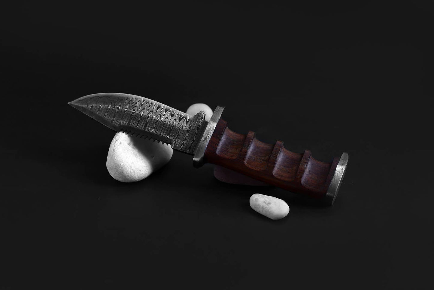 The Wilderness Walnut Damascus Utility Knife TD-105X