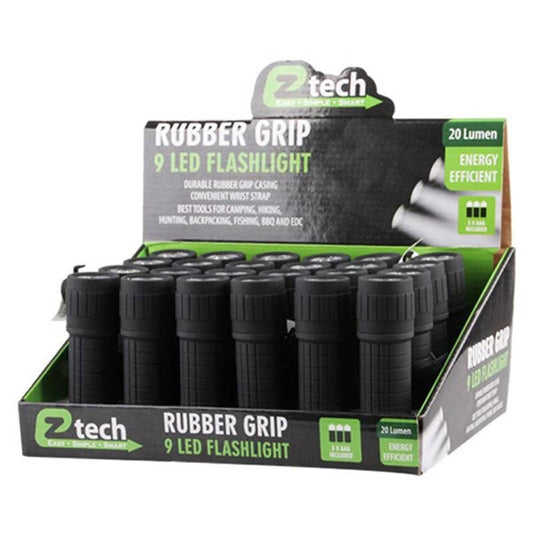 EZ Tech 9 LED Flashlight with Battery