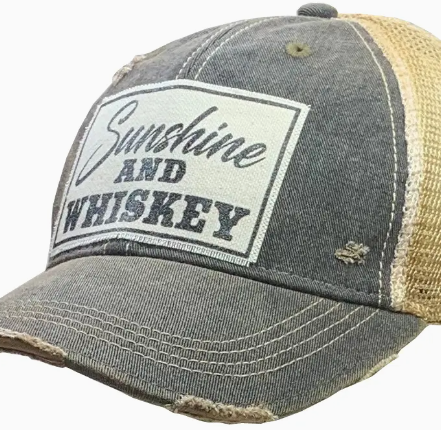 Sunshine & Whiskey Distressed Trucker Cap